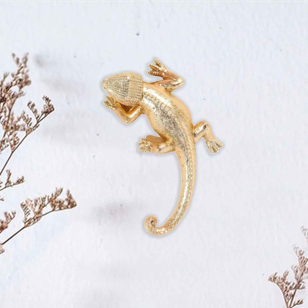 Gold  Lizard Animal Sculpture